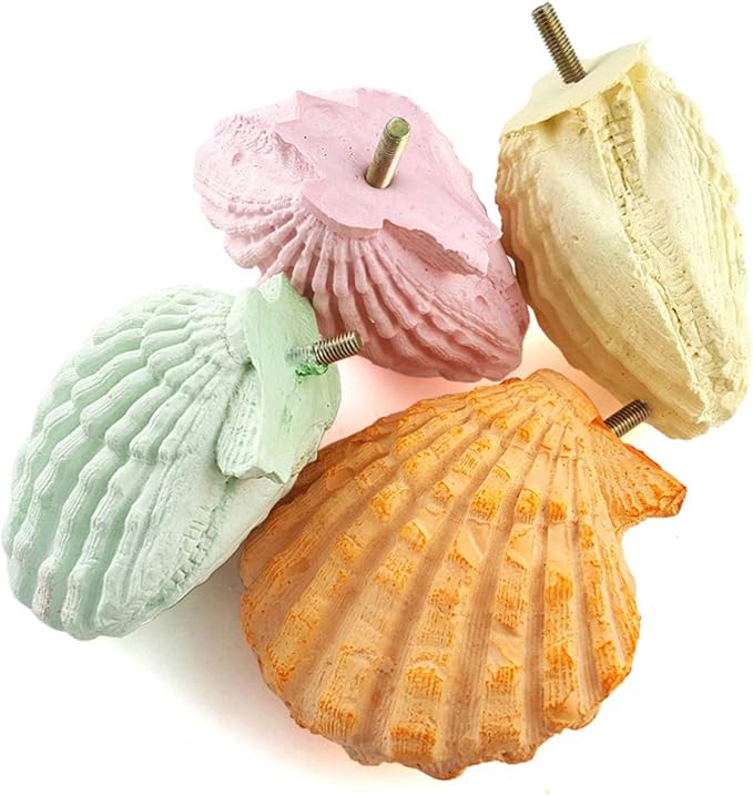 Parrot Perch Stand - 2PCs Shell Shape Squirrel Hamster Teeth Mouth Molar Grinding Stone Parrot Beak Stone Stand Platform