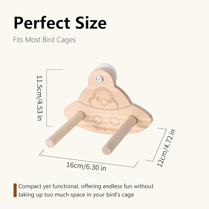 Bird Swing Perch Toy - Wooden Parrot Swing Stand with Wobble Function, Balance Play Gym for Small/Medium Parrots (Budgies, Cockatiels, Lovebirds) Cage Accessories (Nymphicus hollandicus Pattern)