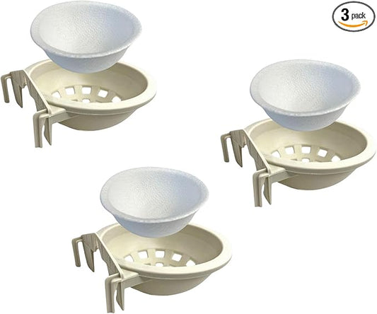 Plastic Bird Nests with Bird Nesting Pad - Round Bird Nest for Cage, Bird Nest House Mounted Inside Cage, Plastic Canary Nest Perch, Goldfinches, Finches and Exotic Birds Pack of 3
