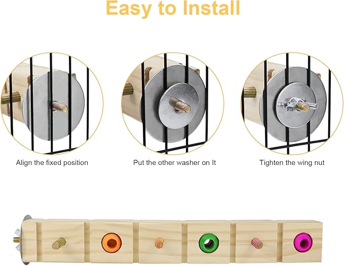 Parrot Bird Wood Perch Platform Corner Stand Shelf for Birds Budgie Parakeet Cockatiel Conure Cockatoo Macaw（F）
