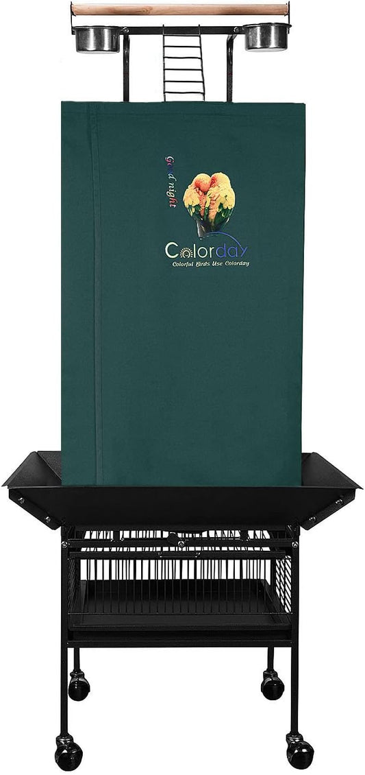 Colorday Good Night Bird Cage Cover for Large Bird Cage with Play Top (Patented), Green 61"