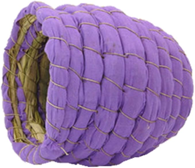 YJJKJ Pet Products Bird Nest Handwoven Straw House for Parakeets Cockatiels Parrot Budgie Or Small Pet (L, Purple)