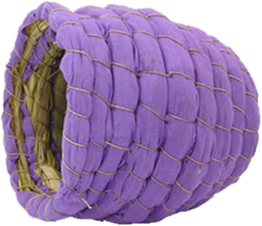 YJJKJ Pet Products Bird Nest Handwoven Straw House for Parakeets Cockatiels Parrot Budgie Or Small Pet (L, Purple)