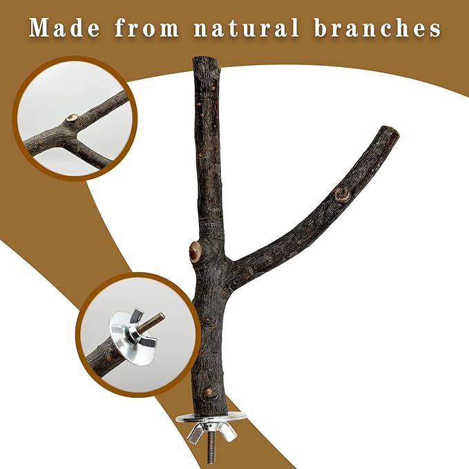 5Pcs Natural Wooden Bird Perch Set – Parrot Perch Toys, Bird Cage Perches, Cage Accessories for Budgies, Cockatiels, Lovebirds, Finches, and Other Small to Medium Birds