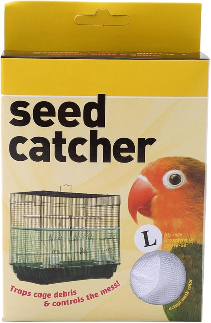 Bird Cage Seed Catcher, Stretchy Form Fitting Mesh Skirt Cover for Parrot Enclosures, Light and Breathable Fabric, Prevent Scatter and Mess,66 * 28Cm White