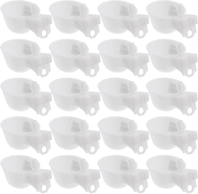 YARDWE 20PCS Automatic Pigeon Water Feeder Plastic Poultry Drinking Bowl Practical Quail Waterer Bird Supplies for Pigeon Chicken, White