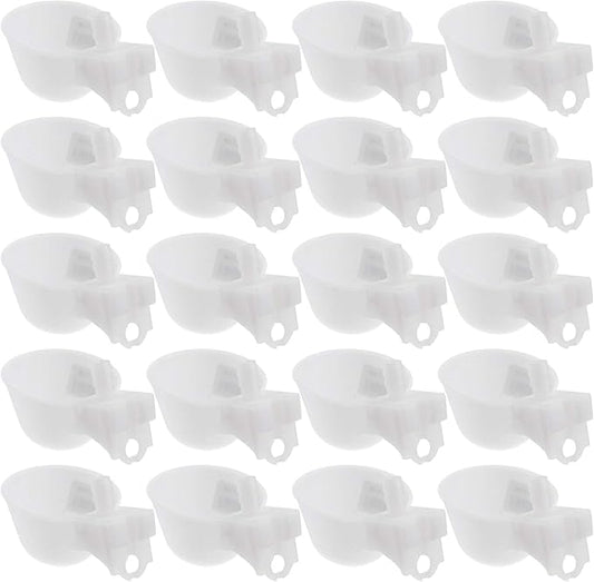 YARDWE 20PCS Automatic Pigeon Water Feeder Plastic Poultry Drinking Bowl Practical Quail Waterer Bird Supplies for Pigeon Chicken, White