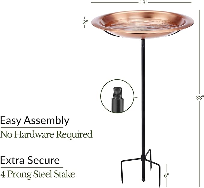 Good Directions Matte Copper Bird Bath on Garden Pole 18"