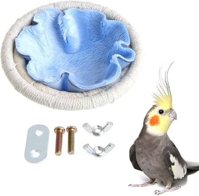 Handmade Cotton Rope Weave Bird Breeding Nest and Small Parrot Cage Hatching House Hut Nesting Box for Budgie Parakeet Cockatiel Parakeet Conure Canary Finch Lovebird