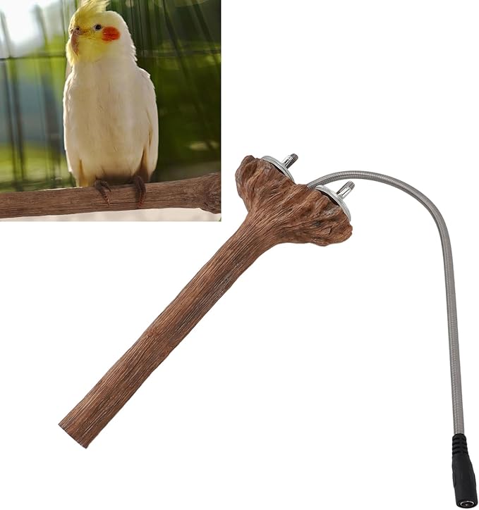 5W Heated Bird Perch Stand Heating Solution for Parrots, Birds, Hamsters with Environment, Heating Pole for Cozy Living
