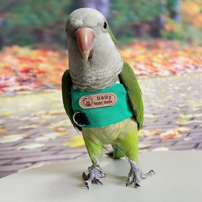 Bird Flight Harness Vest, Snap-Fastener Design Harness Vast, Parrot Flight Suit with Leash for Parakeets Budgies, Bird Flying Clothes with Rope and Handle for Outdoor Activities Training, Anti Bite