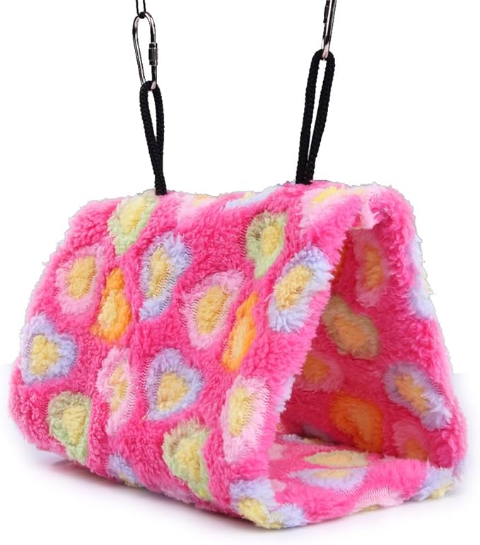 Vktech® Plush Snuggle Bird Hammock Hanging Snuggle Cave Happy Hut Bird Parrot Hideaway Size M (23.5 * 22cm) (Pink)