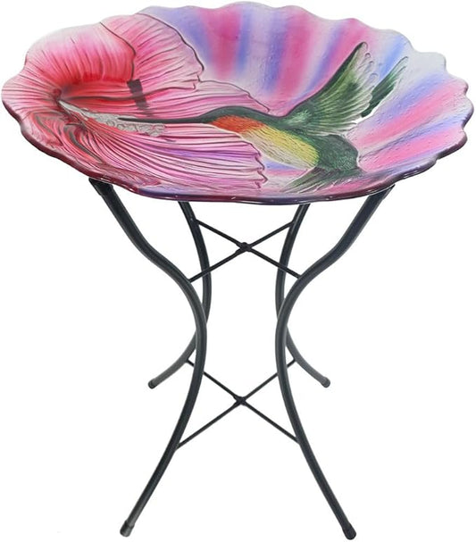 Briarwood Lane Hummingbird in Flight Glass Birdbath