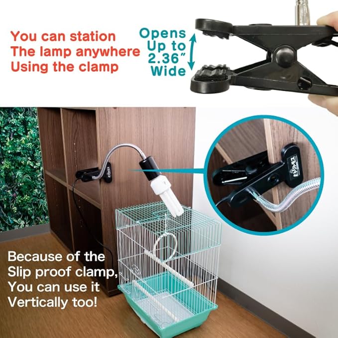 FUNKS TORITOMOSU Bird Cage UVB Light Combo Kit, AvianSun Lamp 2.4% UVB UVA 20W Compact Fluorescent Bulb for All Kinds Captive Birds