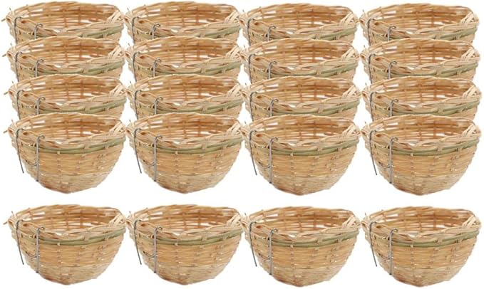 Fenteer 20x Handwoven Bird Feeding Breeding Nest Birdhouse with Hook for Finch