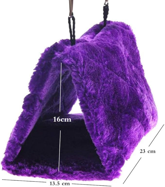Plush Pet Bird Hut Nest Cdycam Hammock Hanging Cage Warm Nest Happy Snuggle Cave Tent (Purple, Medium)