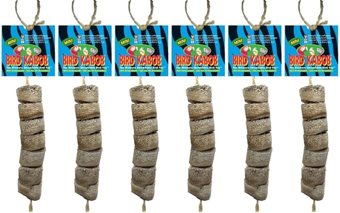 BIRD KABOB Mini - 6 Pack - an All-Natural, Holistic, Veterinarian Recommended, Earth Friendly, shreddable Hanging Bird Toy with Yucca Chunks