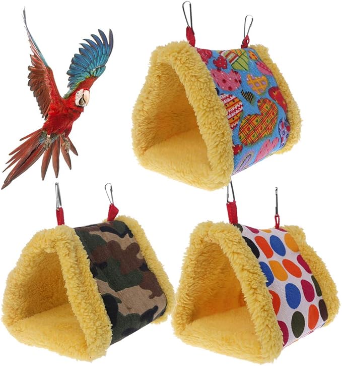 Winter Warm Bird Nest House Shed Hut Hanging Hammock Finch Cage Plush Fluffy Birds Hut Hideaway for Hamster Parrot Macaw Budgies Eclectus Parakeet Cockatiels Cockatoo Lovebird (1#)