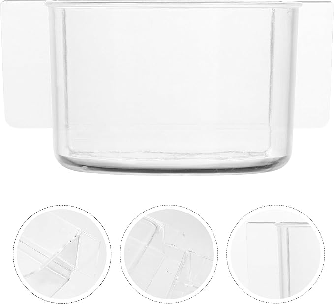 Zerodeko 6Pcs Bird Food Trough, Plastic Bird Cup Cage Feeding Cups, Feeder Thick Semicircle Food Box, Transparent