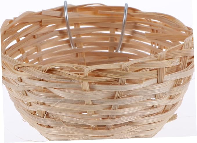 Mipcase 6pcs Handmade Bamboo Bird Nest Hook Country-Style Nest for Birds and Parrots Natural Bamboo Breeding Box for Pets Cozy Hanging Shelter for Your Aviary Decor