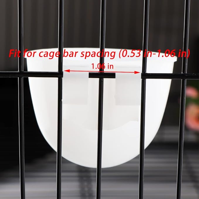 6 Pcs Mini Bird Food Bowl Feeder, Parrot Convenient Hanging Container, Plastic Pigeon Bird Cage Dish (White)