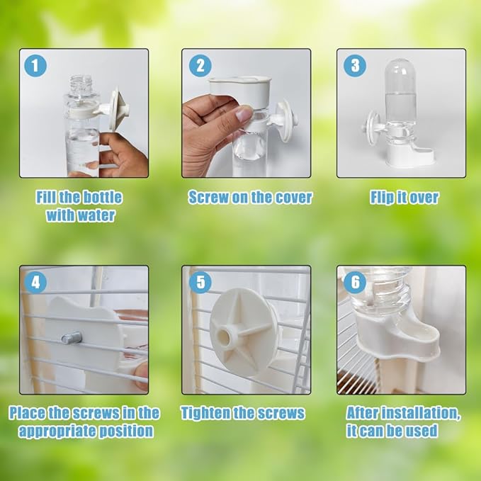 Automatic Pet Bird Water Feeder, Bird Water Dispenser for Cage, Bird Cage Suspended Automatic Water Dispenser, Bird Feeders for Parakeet Budgie Cockatiel Lovebirds Canary Finch (110ml)
