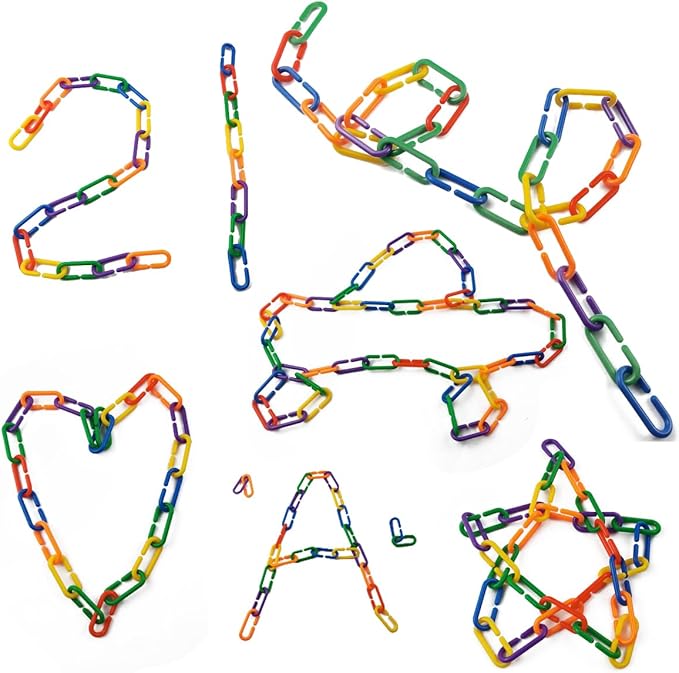 RONYOUNG 620PCS Rainbow C-Clips Plastic Chain Links, Bird Swing & Climbing Chain Cage Toy Clips & Hooks, DIY Kids Learning Toys for Classroom, Suitable for Sugar Glider, Rat, Parrot, Bird