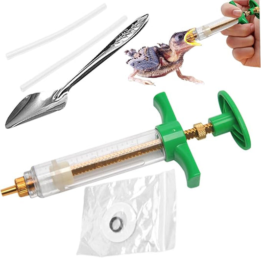 Baby Bird Feeding Kit with Syringe & Spoons, 6PCS 20ml Hand Feeding Device for Sick Parrots & Birds