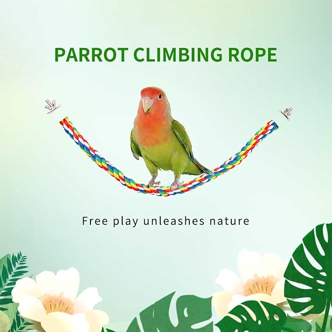 30-Inch × 0.78-Inch Diameter Nipple Style Bird Rope Perch, Bird cage Accessories, Rope perches for Conures,Parrots,Cockatiel,Lovebird,Budgerigar,Parakeet perches Birds Standing