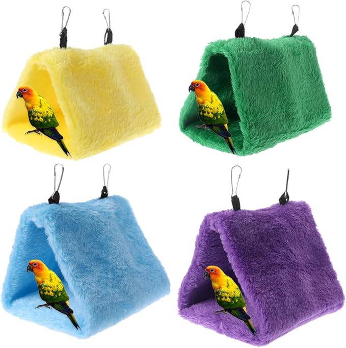 Winter Warm Bird Nest House Hut Hammock for Parrot Budgies Parakeet Cockatiels Cockatoo Conure Lovebird (Medium, Yellow)
