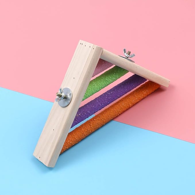 Bird Perch Platform Wooden Parrot Stand Birdcage Corner Playground Colorful Right Angle Perches for Parakeet Cockatiel Guniea Pig Small Animals Random Color