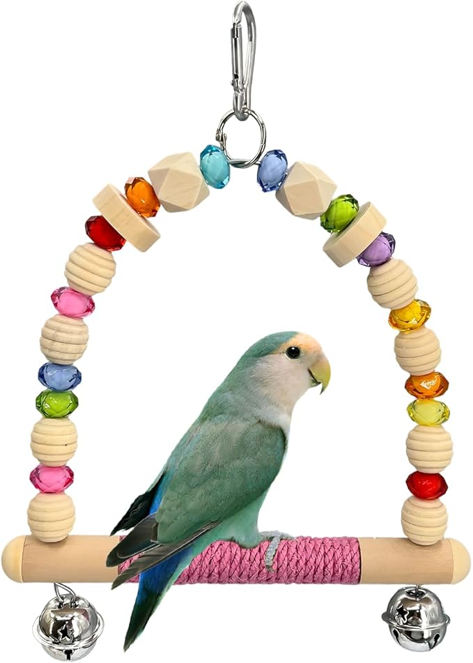 Bird Swings Toys for Parrot Parakeets – Natural Hanging Chew Toy for Conures, Budgerigars, Finches, Lovebirds, Parrots and Small Moderate-Sized Birds