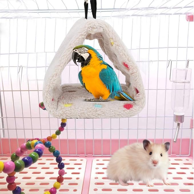 Bird Nest House, Winter Warm Plush Bird House Hammock Hamster Hanging Bed Cave Cage for Budgie Parakeet Cockatiel Conure Sugar Glider(M)
