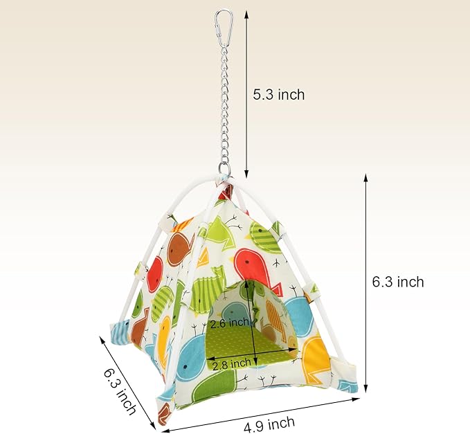 Wontee Bird Nest House Parrot Hanging Tent Snuggle Hut for Parakeets Cockatiels Conures Lovebirds (S)