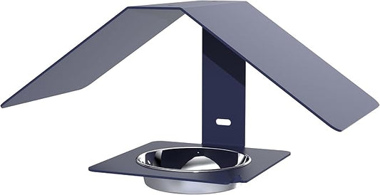 Zéphyr Louis Moulin Bird Feeder - Robust Blue Metal - Hanging or Wall Mountable - Modern Design - Removable Stainless Steel Bowl - Frost and UV Resistant - 31 × 16 × 14.5 cm