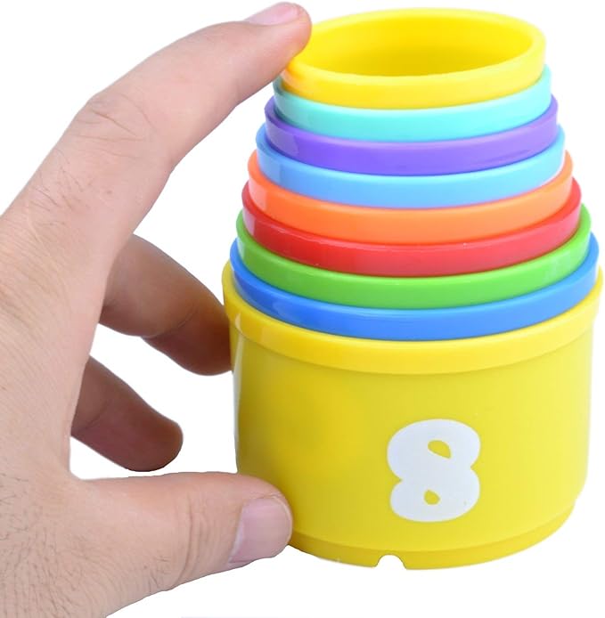Wontee Bird Educational Stacking Cup Toy Colorful Training Treat Toys for Birds Parrots