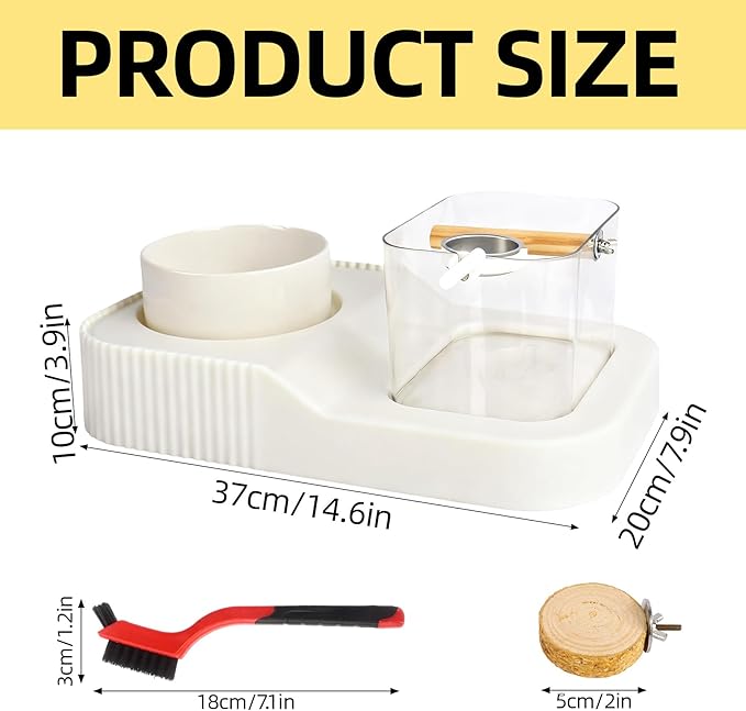 Bird Desktop Training Stand with Wood Stand, Bowls and Brush, Bird Playstand Portable Training Playground for Budgies, Cockatiels, Lovebirds,Conures, Parakeet Cage Accessories