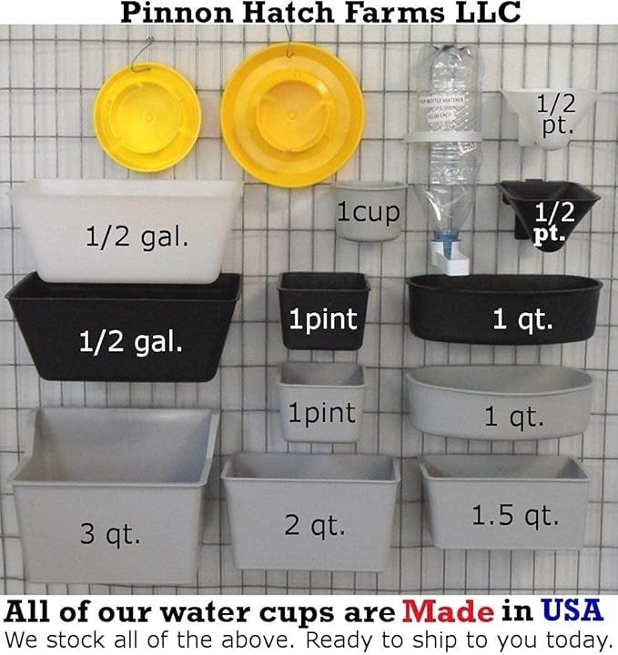 Cage Cups 1 Pint (16 oz) Hanging Feed & Water Cage Cups (12, Gray)