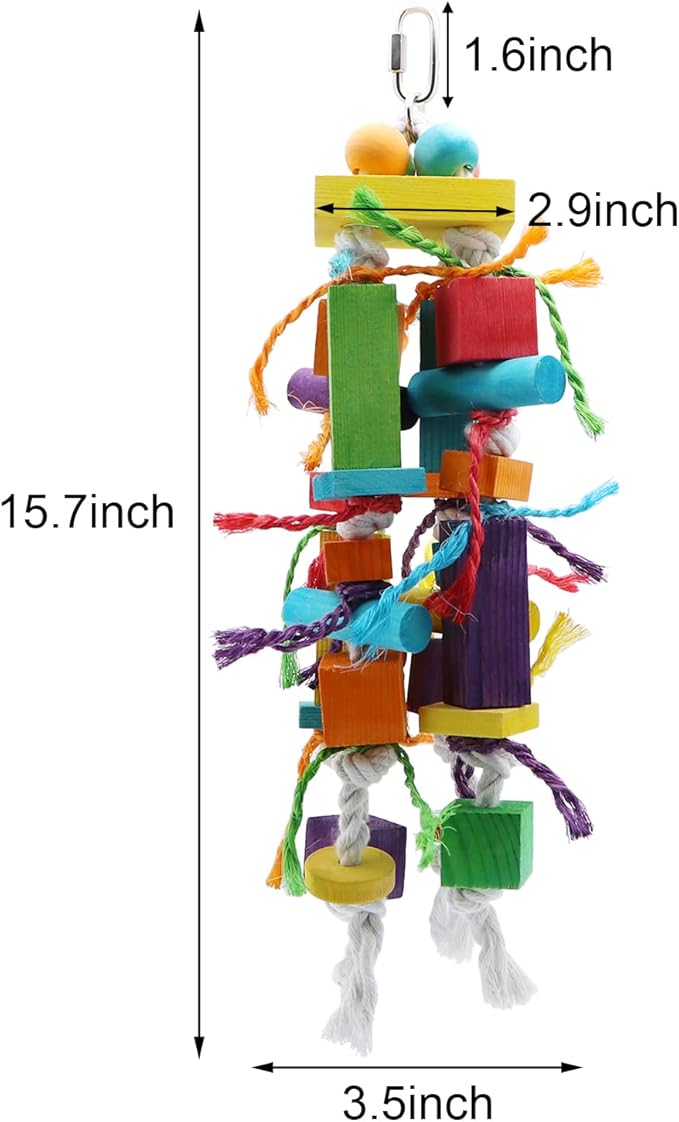 Wontee Bird Toys Parrot Chewing Wood Blocks Tearing Toys for Parakeet Cockatiel Sun Conure African Grey Indian Ringnecks Small and Medium Sized Birds (Medium)