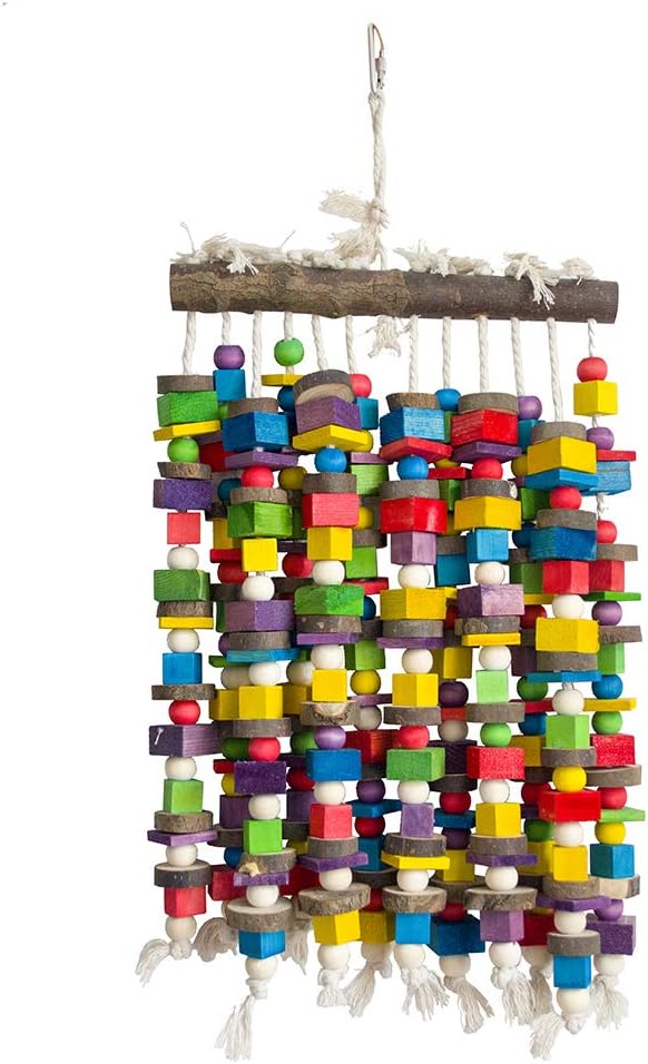 Deloky Extra Large Bird Parrot Chewing Toy-Multicolored Natural Wooden Blocks Bird Tearing Toys Suggested for Macaws Cockatoos,African Grey and a Variety of Amazon Parrots(X- Large)