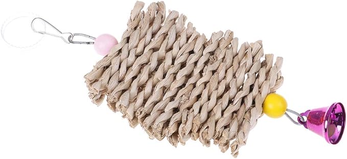 Parrot Bird Chewing Toys Dry Straw Natural Wooden Grass Chew Bite Hanging Cage Bell Swing Climb Chew Toys Parakeets,Cockatiels,Lovebirds Foraging Toys Bird Supplies