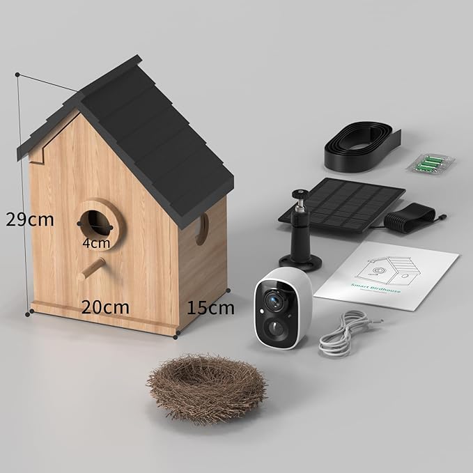 Bird Houses for Outside with Camera Solar Powered: 2K HD Video Smart Bird Feeder for Outdoors Nesting Box with Motion Detection Weatherproof Easy Birdwatching for for BirdLovers