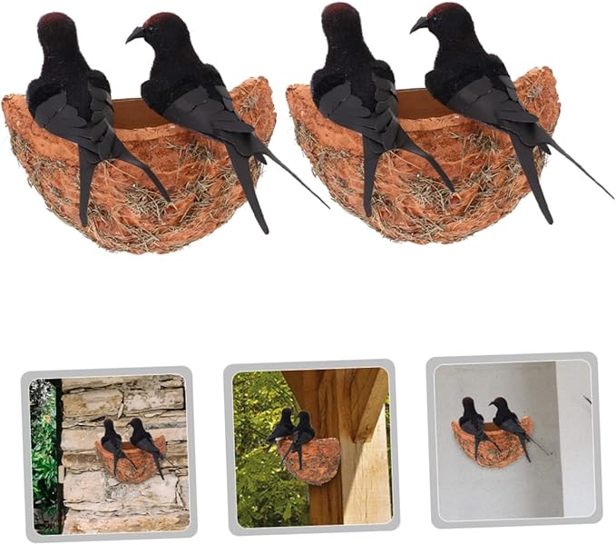 Toddmomy 2 Sets Simulated Swallow Nest Bird Ornament Simulation Bird Nest with Bird Simulation Bird Nest Decoration Easter Egg Decorating Kit Bird Nest Figurines Tree Bird Foam Miniature