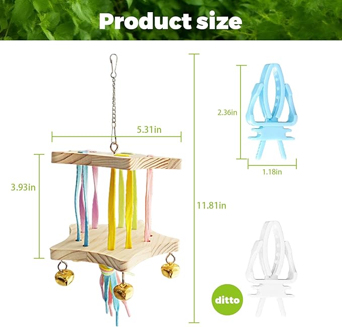 Bird Stand Perch Toy,Interactive Rocking Parakeet Toy and Perch, Wooden Exercise Wheel Cockatiel Toy, Intelligence Puzzle Enrichment Toys,Bird Playground Play Stands for Conure Budgie(E)
