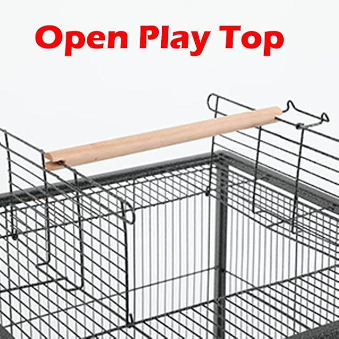36-Inch Deluxe Sturdy Wrought Iron Bird Flight Open Play Top Cage with Rolling Stand for Parrots Conure Lovebird Cockatiel