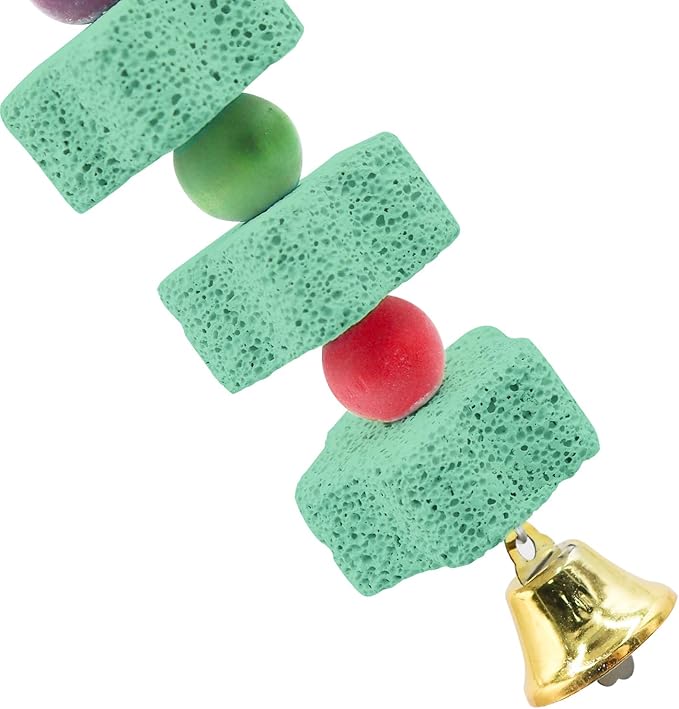 Oooct 2 Pack Large Chicken Chewing Toy, Chick Beak Grinding Calcium Stone with Bells, Chicken Cage Accessories, Cage Toys for Cockatiel Parakeet Parrot Budgies Rat Hamster Rabbit Bunny African Grey