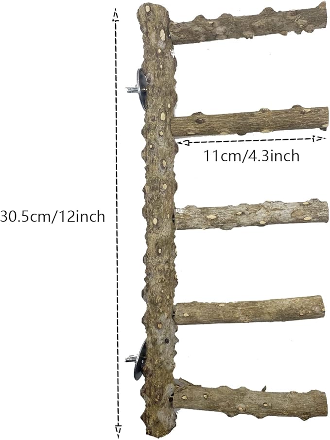 3 PCS Nature Wood Bird Ladder Perch Nature Wood Stand Parrot Chew Toy Cage Hanging Pet Cage Bird Climbing Step Ladders for Small Animal
