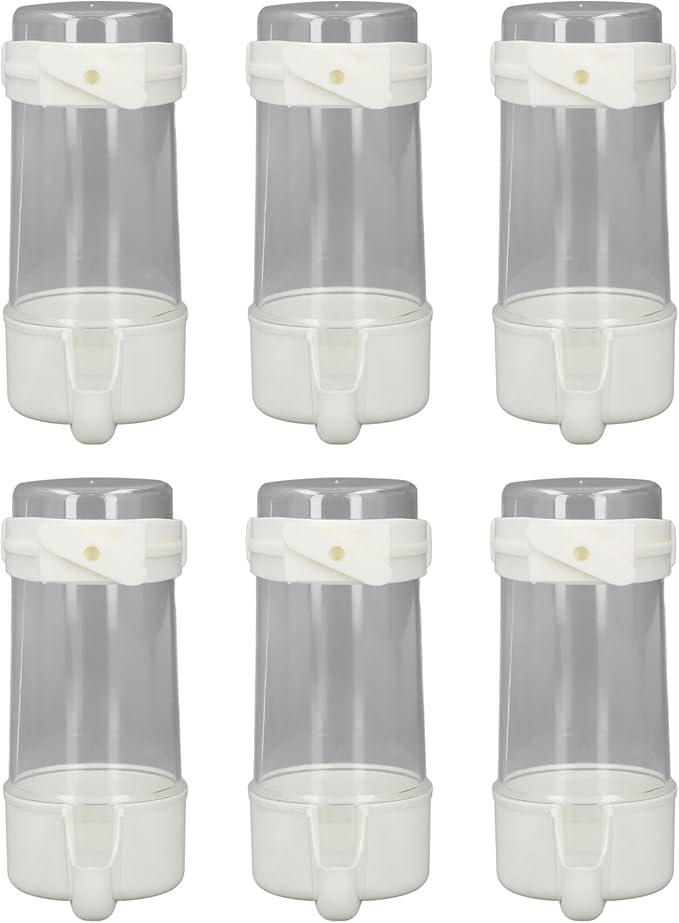 Pet Bird Hanging Water Feeder, 6Pcs EcoFriendly Automatic Bird Cage Water Feeder for Finches (200ml)