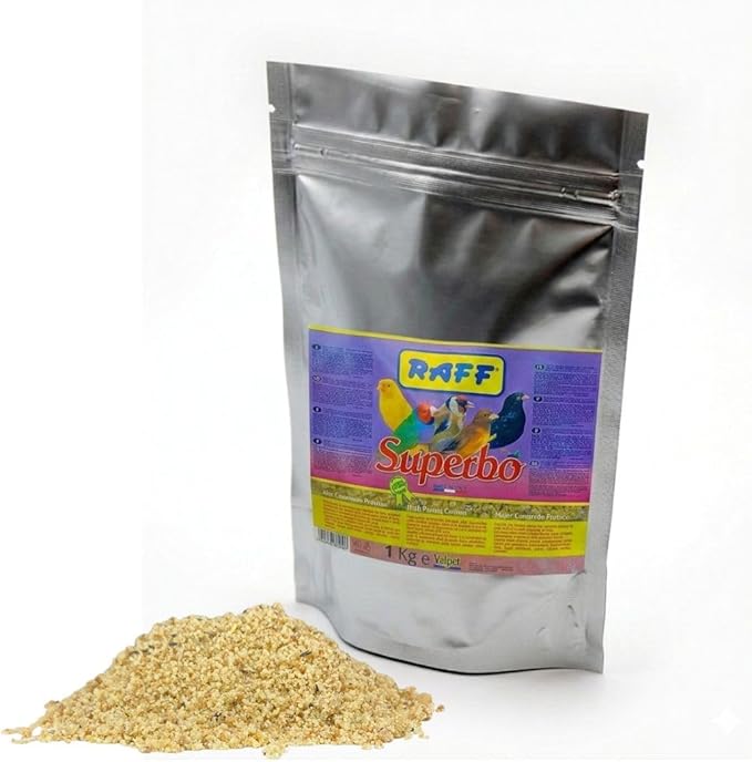 Raff SuperBo 1Kg Moist Bird Feed – Nutrient-Rich Soft Food for Granivorous Birds, Ideal for Canaries, Finches & Softbills, No Dore Formula, Supports Healthy Growth & Digestion