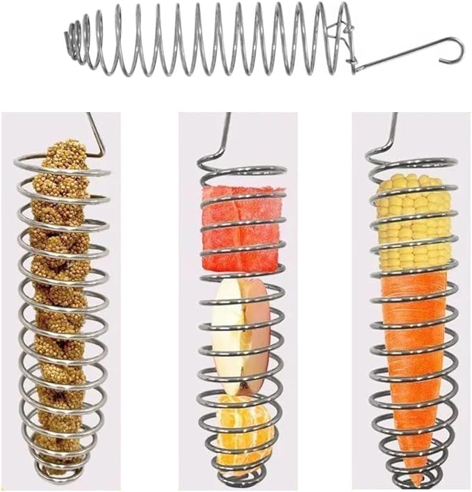 2 Pack Millet Spray Holder Parrot Spray Millet Treat Holder Parakeet Treat Sticks Feeder for Natural Bird Millet Treats Crunch Sticks Bars Bird Chew Toys Carrot Cuttlebone Calcium Block